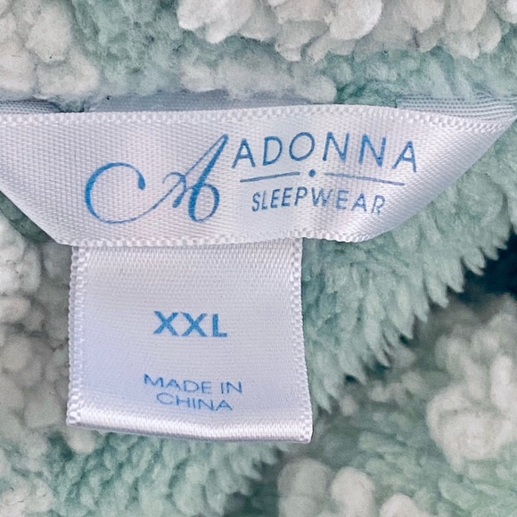 Adonna Mint Green and White Plush Floral Shawl Collar Robe - Picture 5 of 5